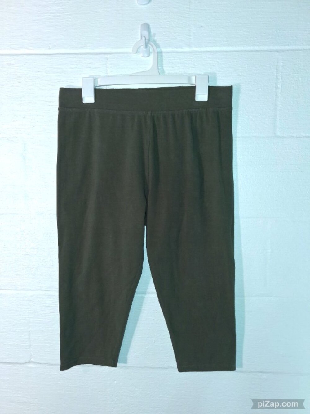 Architect Petites Women's XL Olive Green Cropped Capri Stretch Pants Leggings